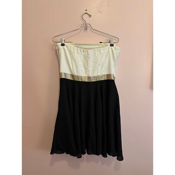 Express Y2K Strapless Colorblock Women's Mini Dress HOCO 10 - Picture 4 of 9